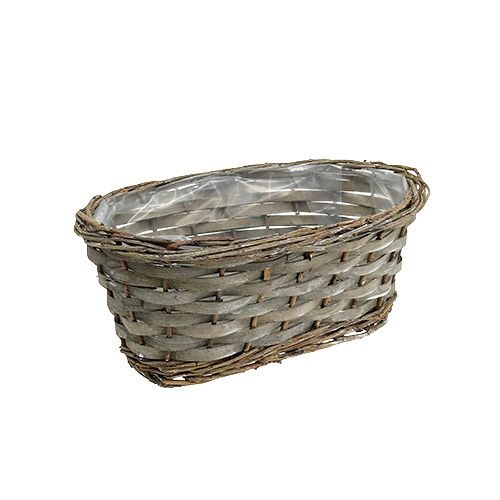 Floristik24 Panier de plantation ovale gris 25cm x 15cm x 10cm 1p