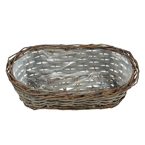 Floristik24 Panier à plantes ovale gris 30cm x 15cm x 10cm 1p