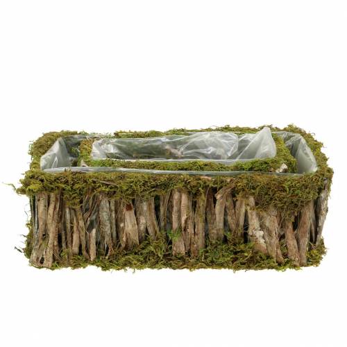 Floristik24 Panier de plantation mousse angulaire, écorce 34 × 15,5 / 24,5 × 11 cm, lot de 2