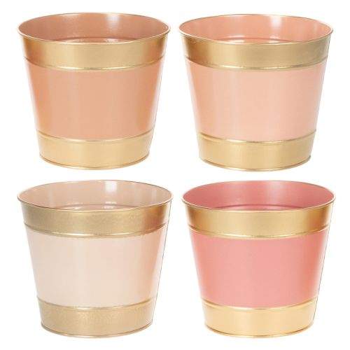 Floristik24 Pot de fleurs en métal, Ø 17 cm, H 14,5 cm, lot de 4