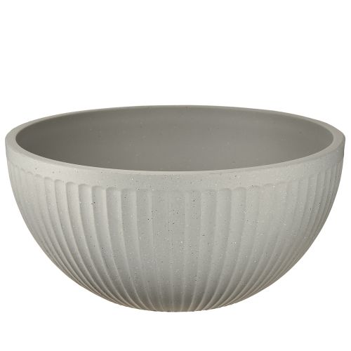 Pot de fleurs en plastique gris chiné avec rainures Ø30cm