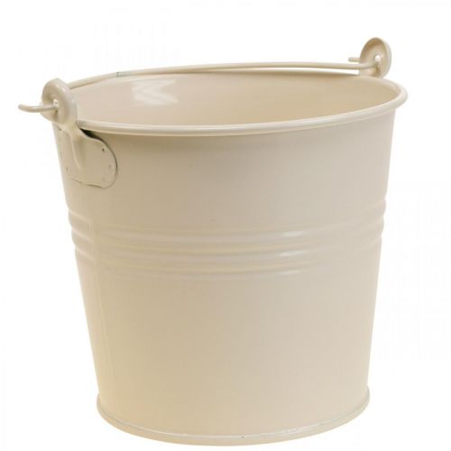 Floristik24 Cache-pot vintage décoratif métal seau crème Ø16cm H24cm