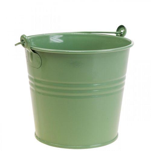 Floristik24 Jardinière vintage décorative en métal seau vert clair Ø16cm H24cm