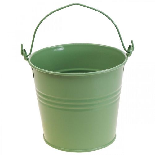 Floristik24 Jardinière vintage décorative en métal seau vert clair Ø16cm H24cm