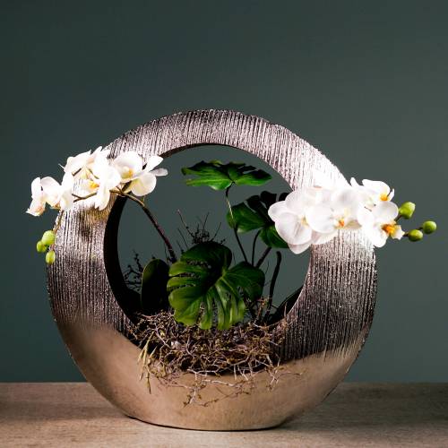 Floristik24 Anneau plante debout argent 40cm x 12cm H38cm