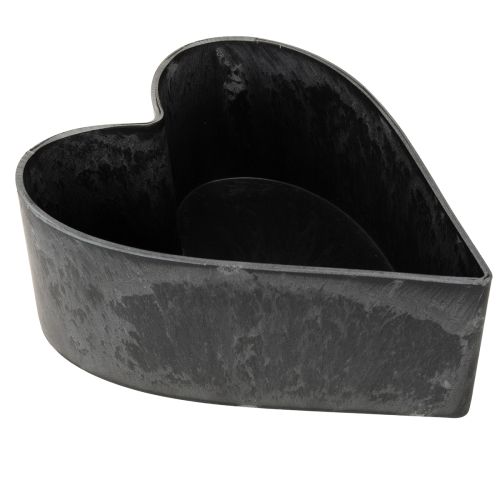 Jardinière décorative en forme de cœur en plastique anthracite 13×16×6,5 cm