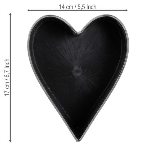 Article Jardinière décorative en forme de cœur en plastique anthracite 13×16×6,5 cm