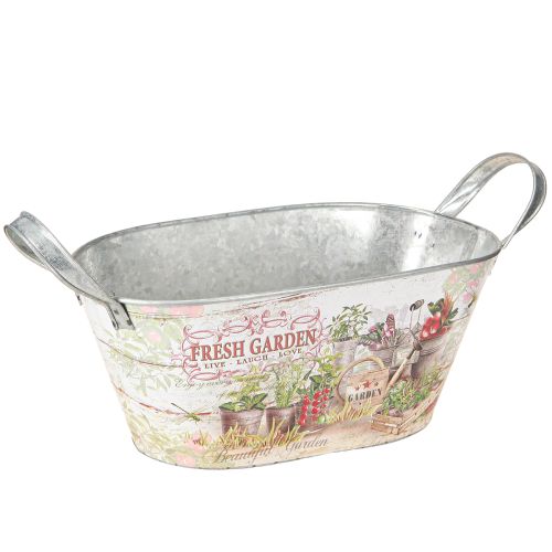 Jardinière ovale en métal Fresh Garden 34,5 x 14 x 15,5 cm