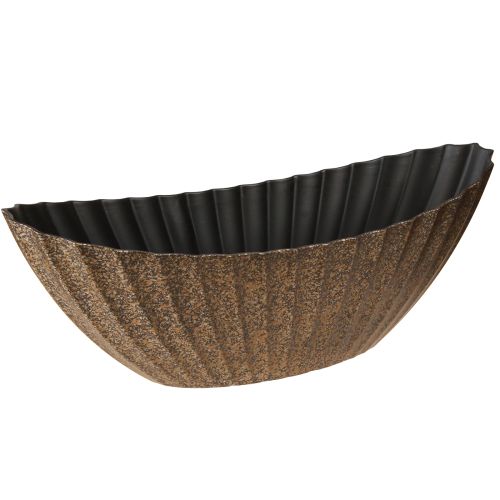 Floristik24 Jardinière ovale rainurée anthracite doré 41,5×16×16cm