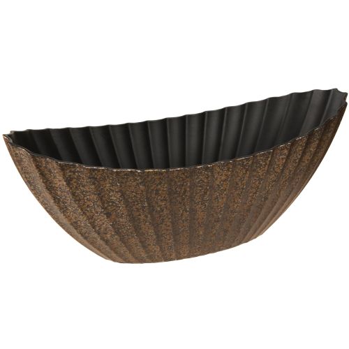 Floristik24 Jardinière à rainures ovale bateau anthracite or 36cm