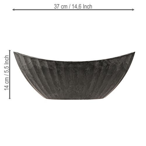 Floristik24 Jardinière à rainures ovale bateau anthracite 36cm