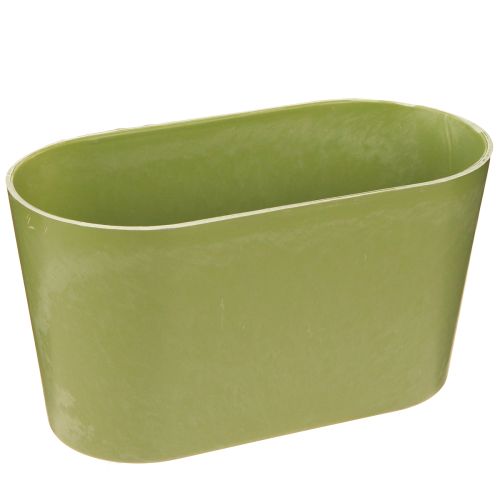 Article Lot de 3 pots de fleurs ovales en plastique vert, 20 x 10 x 11 cm