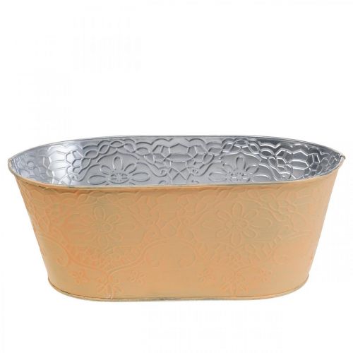 Floristik24 Bol à plantes en métal bol à fleurs ovale orange 25x14.5x10cm