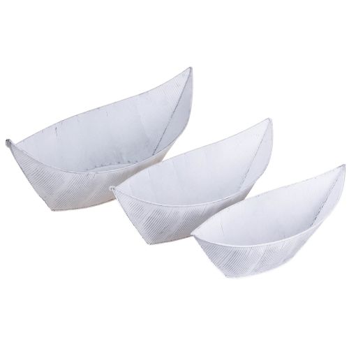 Jardinière bateau métal blanc argenté 54,5/48/42 cm lot de 3