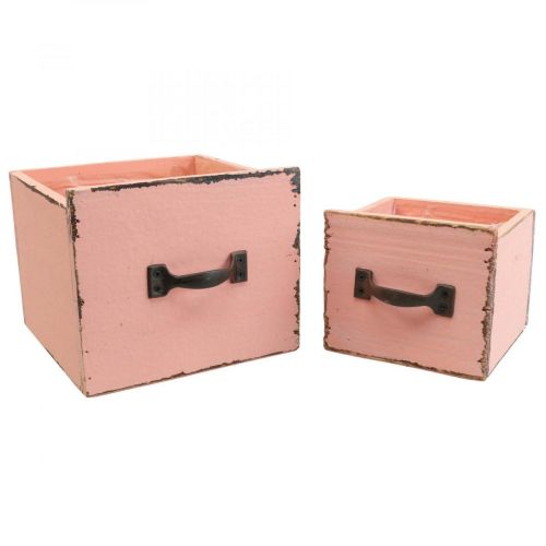Floristik24 Bac à plantes tiroir bois Pêche 12,5/16cm lot de 2
