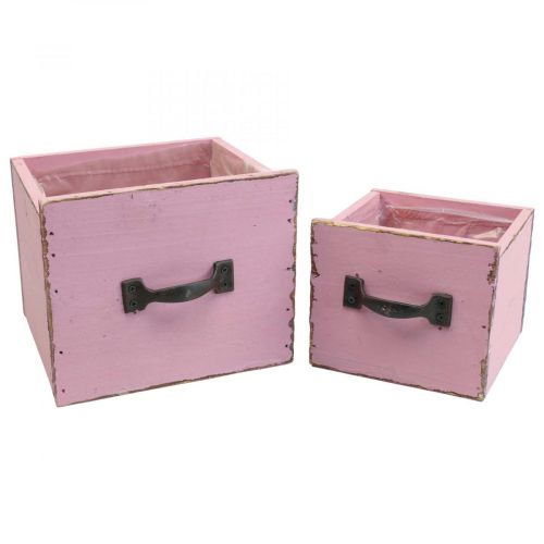 Floristik24 Jardinière bac à plantes bois rose 12,5/16cm lot de 2