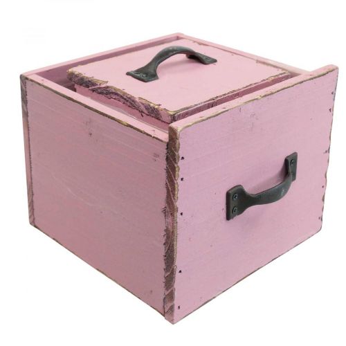 Floristik24 Jardinière bac à plantes bois rose 12,5/16cm lot de 2