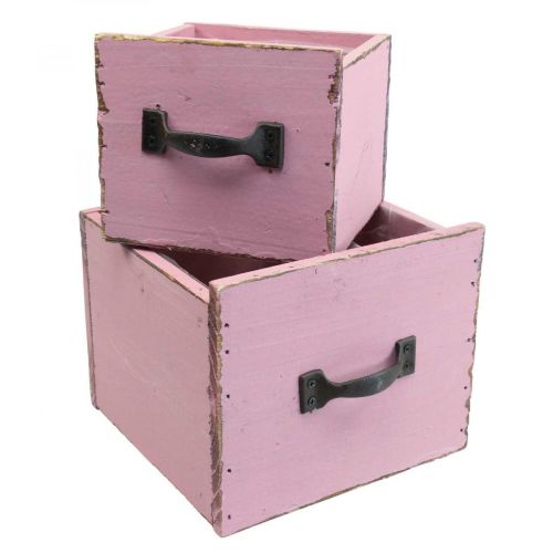 Jardinière bac à plantes bois rose 12,5/16cm lot de 2