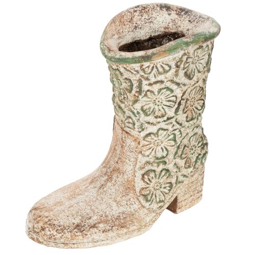 Pot de fleurs en forme de botte de cowboy, motif floral vintage, 24 cm | Floristik24.be