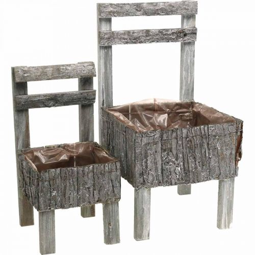 Floristik24 Chaises pour plantation, jardinière, décoration de jardin Shabby Chic, blanchi à la chaux lot de 2