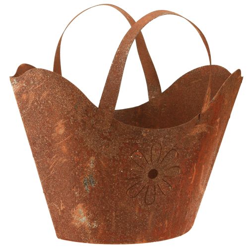Sac à plantes en métal décoratif rouille avec poignées H37cm