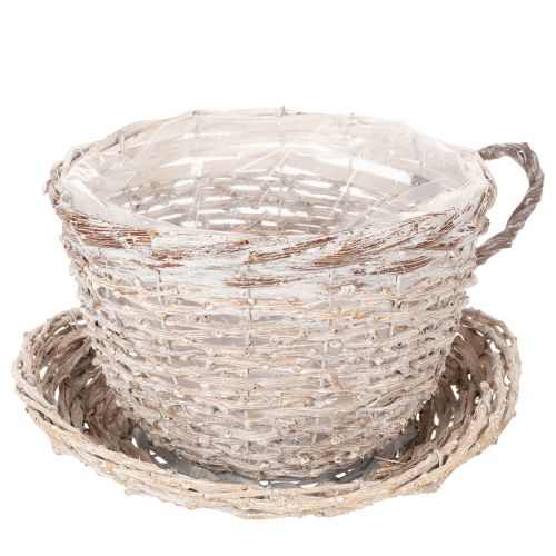 Tasse en panier avec soucoupe décorative, grande décoration de table 34 cm acheter | Floristik24.be