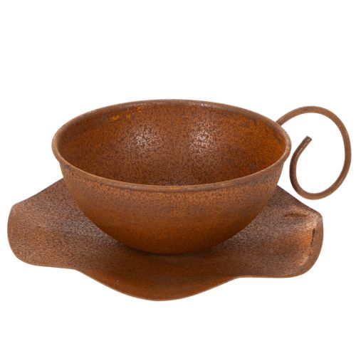 Pot de fleurs avec soucoupe, finition rouille, Ø 19,5 cm, H 8 cm acheter | Floristik24.be