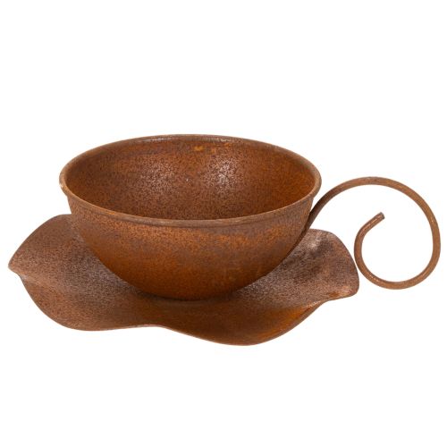 Pot de fleurs avec soucoupe, finition rouille, Ø 19,5 cm, H 8 cm | Floristik24.be