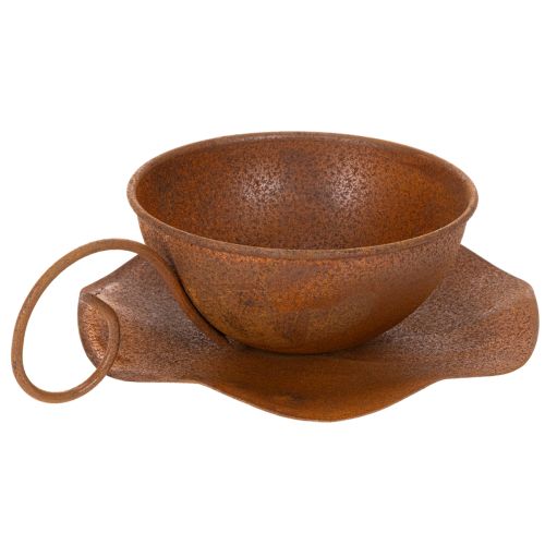 Pot de fleurs avec soucoupe, finition rouille, Ø 19,5 cm, H 8 cm | Floristik24.be