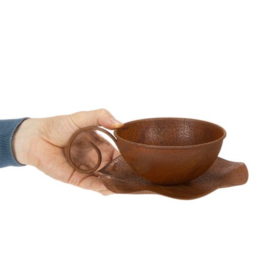 Pot de fleurs avec soucoupe, finition rouille, Ø 19,5 cm, H 8 cm | Floristik24.be