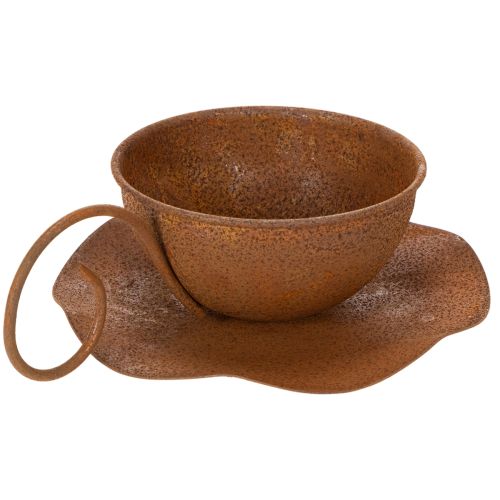 Pot et soucoupe vintage couleur rouille, Ø 17,5 cm H 6 cm | Floristik24.be