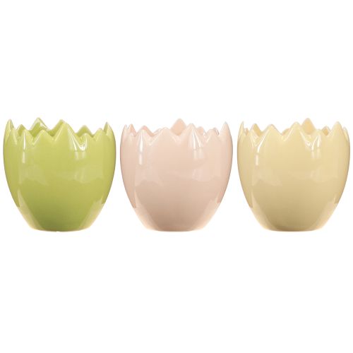 Article Pot de fleurs en forme d'œuf à bord irrégulier pour une décoration originale sur rebord de fenêtre ou table, 9 cm, lot de 3