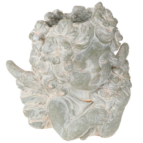 Floristik24 Pot de fleurs en pierre moulée représentant un ange, décoration funéraire, 19,5 × 12 × 19,5 cm