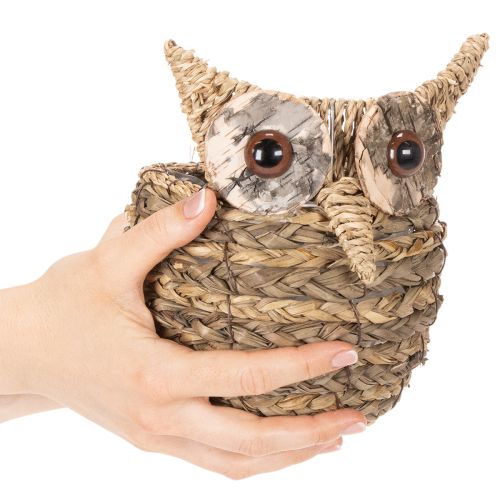 Panier décoratif en forme de hibou, tressé à la main, pour rebord de fenêtre, 18 cm | Floristik24.be