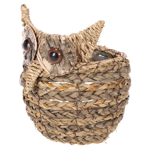 Panier décoratif en forme de hibou, tressé à la main, pour rebord de fenêtre, 18 cm | Floristik24.be