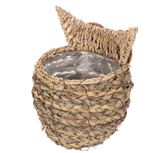 Panier décoratif en forme de hibou, tressé à la main, pour rebord de fenêtre, 18 cm | Floristik24.be