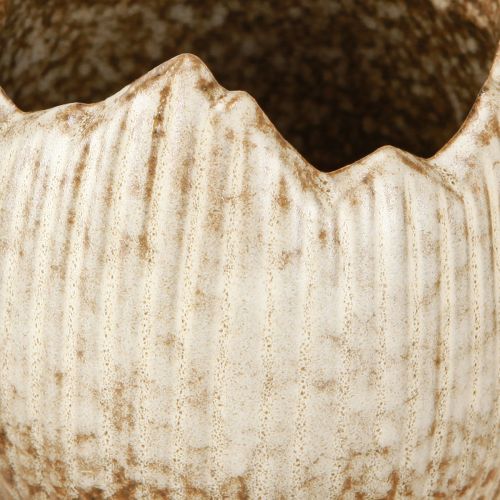 Article Cache-pot en céramique œuf cassé crème marron Ø9,5 cm 3 pièces