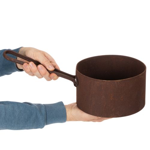 Pot de fleurs en métal, jardinière, bac couleur rouille, objet décoratif, Ø 20 cm H 11 cm | Floristik24.be