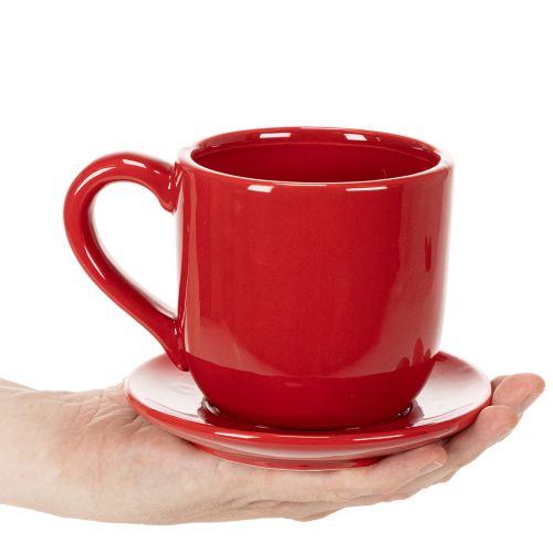 Grande tasse décorative avec soucoupe, pouvant servir de pot de fleurs, 17 cm | Floristik24.be
