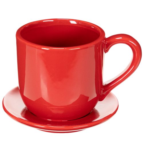 Grande tasse décorative avec soucoupe, pouvant servir de pot de fleurs, 17 cm | Floristik24.be