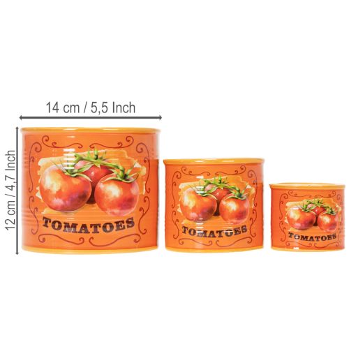 Article Ensemble de 3 pots à tomates décoratifs en céramique pour la cuisine et un style rétro, 14 cm.