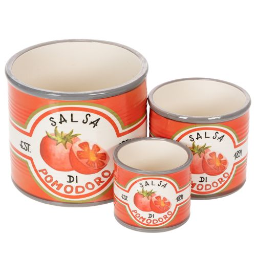 Pots décoratifs en céramique à motif tomate, 14 cm, lot de 3, pour une touche d'élégance dans votre intérieur.