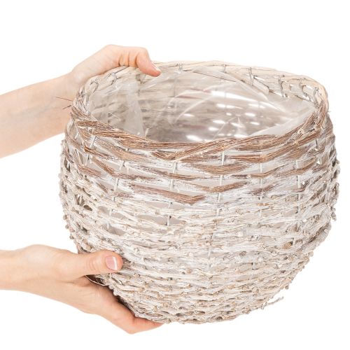 Panier rond tressé, grand panier décoratif pour plantations, 23 cm | Floristik24.be