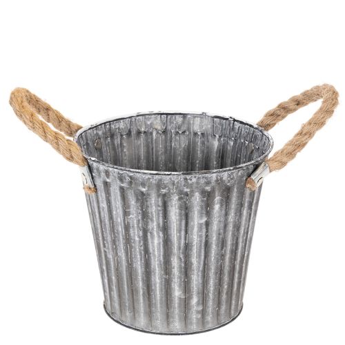 Pot de fleurs en métal, pot décoratif avec poignées, cache-pot Ø16,5 cm