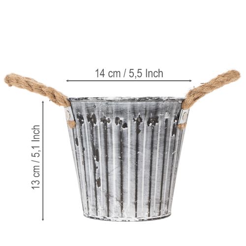 Pot de fleurs avec poignées, jardinière en métal, pot décoratif pour plantation Ø14,5 cm | Floristik24.be
