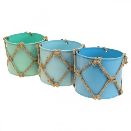 Floristik24 Cache-pot, cache-pot métal, cordon jute H10,5cm 3pcs