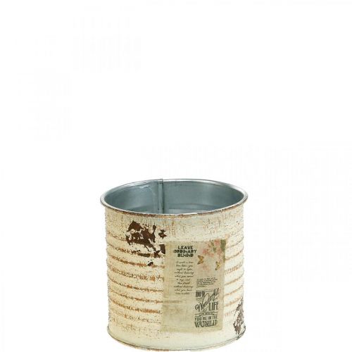 Cache-pot en tôle décorative boîte métal crème Ø8cm H7.5cm