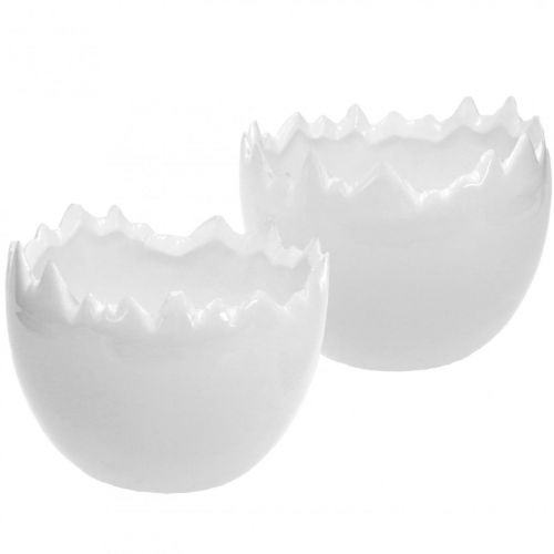 Floristik24 Cache-pot coquille d'oeuf blanc Ø12cm H9cm 2pcs