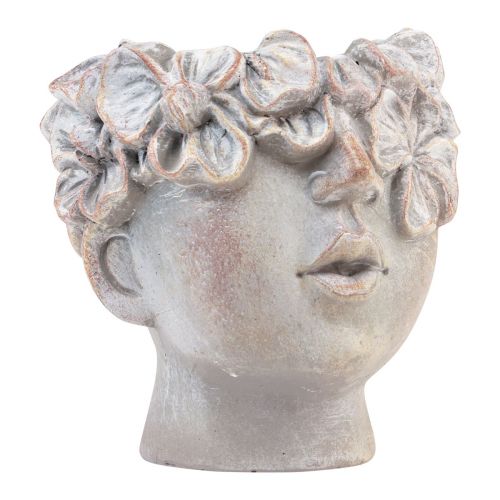 Article Cache-pot visage jardinière buste aspect béton H14cm