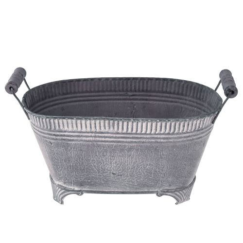 Floristik24 Cache-pot Pot de Fleur Ovale Pied Métal Violet Blanc L28cm